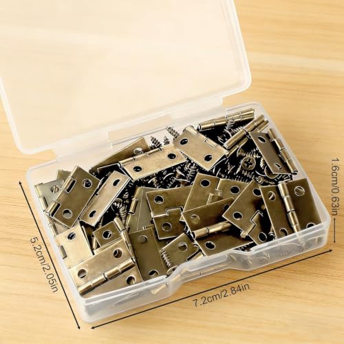 50 Pcs Mini Bronze Hinges Set for Wooden & Jewelry Box, 18 x 15 mm - color: Brown, size: 50pcs(18*15mm)