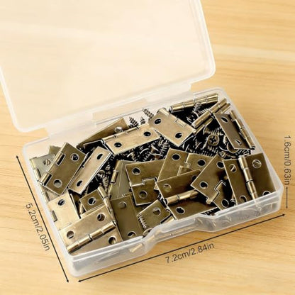 50 Pcs Mini Bronze Hinges Set for Wooden & Jewelry Box, 18 x 15 mm - color: Brown, size: 50pcs(18*15mm)