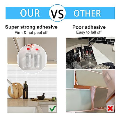 Peel and Stick Tile, New Upgrade Thicker Design Self Adhesive 12" x 12" Large Premium Finger Tiles for Kitchen,Bathroom, Living Room, RV Etc (10-Sheet,White). - color: White