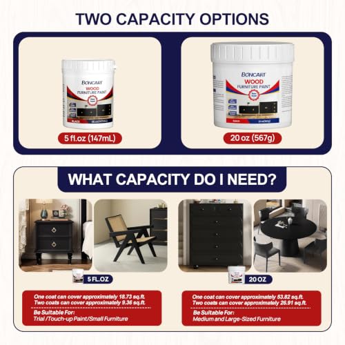 Boncart Wood Furniture Paint Kit - color: Black, size: 5fl.oz