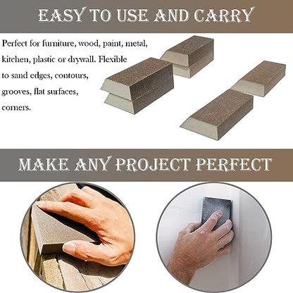 6 Pack Sanding Sponge, 180 Grit Sanding Blocks Assortment,Washable and Reusable for Wood Drywall Metal Home(180 Grit) - style: 180 Grit