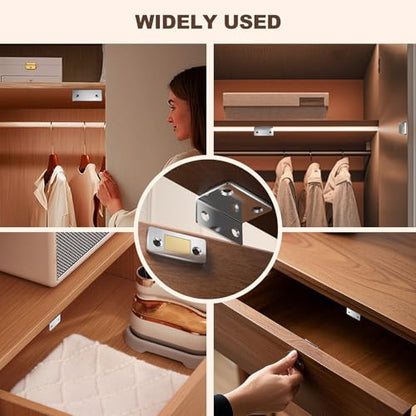 PHIXBEAR Invisible Magnetic Cabinet Door Catch with Pro Adhesive, 6 Sets L-Shaped Ultra Thin Drawer Door Cabinet Magnets, Easy Install for Kitchen & Closet