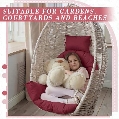 Tudomro Brick Red Waterproof Egg Chair Cushion with Pillow Filling 2.58 kg Replacement Rocking Wicker Chair Cushion 48" x 32" High Back Hanging Swing Hammock Pad Thicken for Outdoor Patio Garden - color: Brick Red