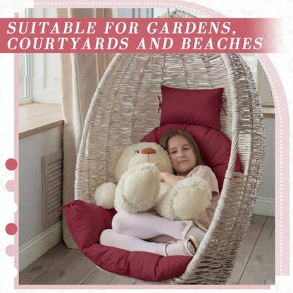 Tudomro Brick Red Waterproof Egg Chair Cushion with Pillow Filling 2.58 kg Replacement Rocking Wicker Chair Cushion 48" x 32" High Back Hanging Swing Hammock Pad Thicken for Outdoor Patio Garden - color: Brick Red