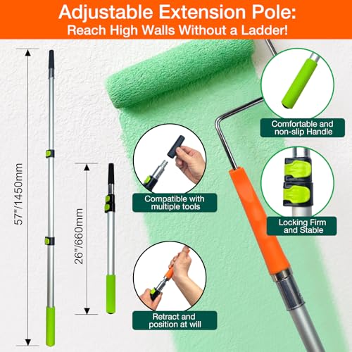 King Origin 31 PCS Paint Roller Kit, Extension Pole (4.75 ft)