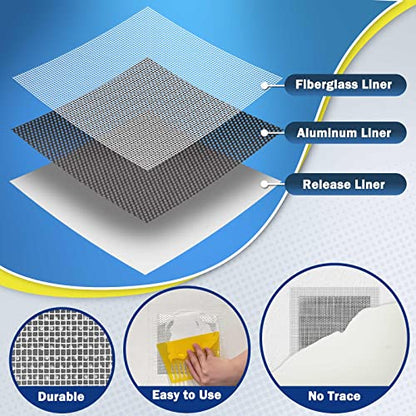Seloom Drywall Repair Kit Upgraded Size, 10 x 10 Inch Drywall Patch Kit Large Hole, Self Adhesive Fiberglass Wall Patch Quick Repair for Damaged Drywall Ceiling