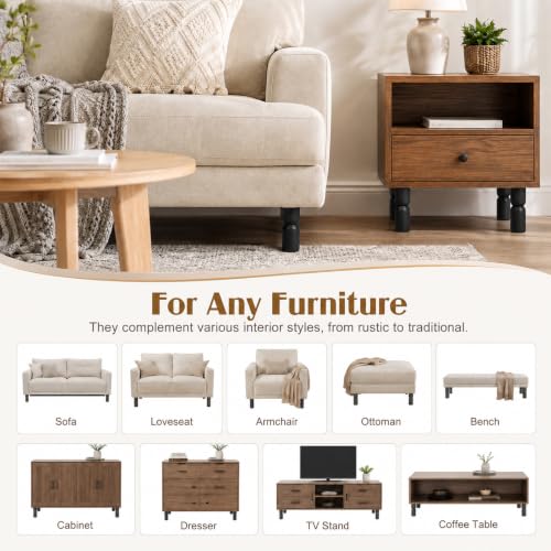 5.1 Inch wooden legs for furniture set of 4 Wood Furniture Legs Couch Feet Colorful Round Sofa Furniture Replacement Solid Wood Furniture Feet for Couch Bed Chair Cabinet Bookcase Dresser Ottoman - color: Black