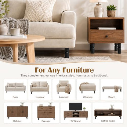 5.1 Inch wooden legs for furniture set of 4 Wood Furniture Legs Couch Feet Colorful Round Sofa Furniture Replacement Solid Wood Furniture Feet for Couch Bed Chair Cabinet Bookcase Dresser Ottoman - color: Black