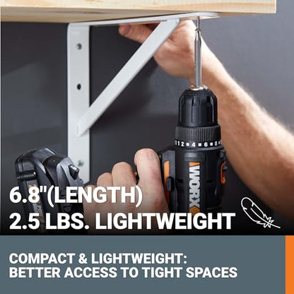 WORX Cordless Drill Driver, 20V 3/8-Inch 84-Piece Kit, WX100L.2 - style: 3/8" Cordless Drill & Driver (Battery & Charger & 84pc Accessory Kit Included)