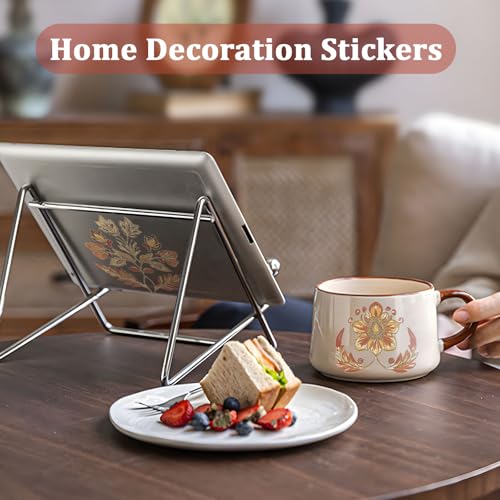 WANDIC 3 Sheets Rub on Transfer Stickers, Vintage Leaf Flower Transfer Decal Waterproof Decals Furniture Craft Sticker for DIY Scrapbooking Present Boxes Cups,15 * 30 cm