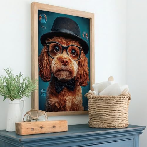 Peacoblue Dog with Glasses Rub On Transfers for Furniture Craft 6"x12" - style: Dog with Glasses