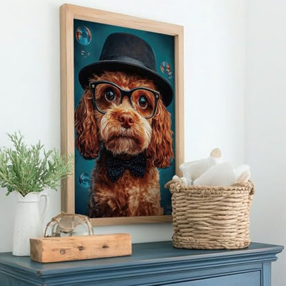 Peacoblue Dog with Glasses Rub On Transfers for Furniture Craft 6"x12" - style: Dog with Glasses