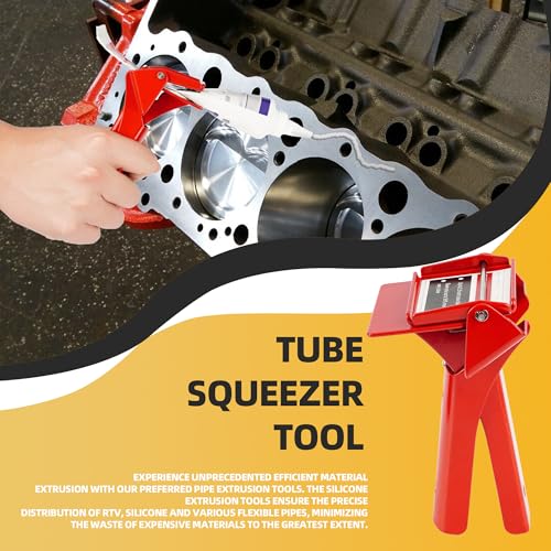 TENGBASE 2.5" Industrial Silicone Extrusion Tool for RTV Tubes - Easy-Grip Dispenser, Maximizes Sealant Use & Reduces Waste - color: Red