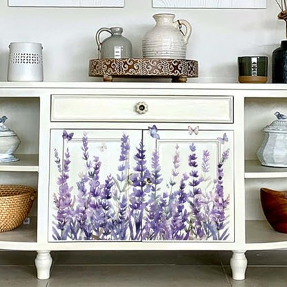 OLYCRAFT 3Pcs/Set Lavender Rub on Transfers for Furniture and Crafts 6x12 Inch Purple Flowers Furniture Decals Decor Butterfly Furniture Transfer Stickers for Wood Furniture Decor Scrapbooking - style: Lavender