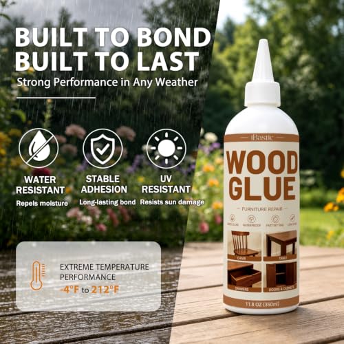 Wood Glue for Furniture Heavy Duty - 11.8OZ Waterproof Glue for Woodworking