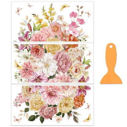 OLYCRAFT 3 Sheets/Set Roses Flowers Transfer Sticker 6x12 Inch Rub on Transfers for Furniture and Craft Floral Furniture Transfer Sticker Decals Rub on Decals for Wood Glass Ceramic Home Decoration - style: Liliy