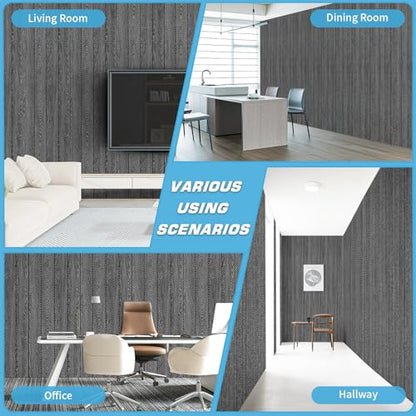 Art3d Herringbone Slim Slat Wall Panels, 104" x 12", 4-Pack, Weathered Teak - color: Herringbone Weathered Teak