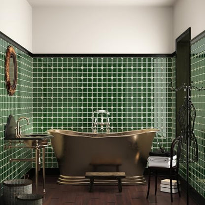 Green Peel and Stick Tile 3D Square Backsplash for Kitchen Vinyl - color: Green-square, size: 20 Pieces