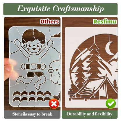 Mountain Stencils for Crafts Reusable 9Pcs Stencils(8X8 Inch) - color: Mountain