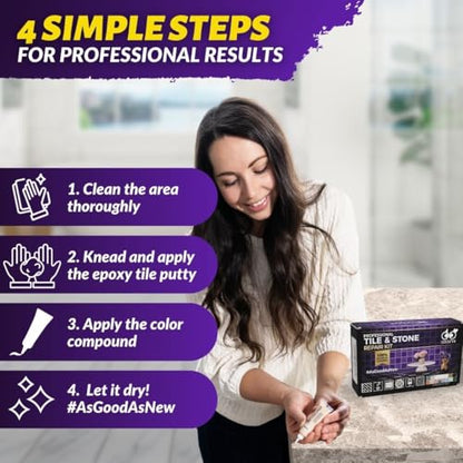 COCONIX Tile & Ceramic Repair Kit for Chips, Cracks, Stone, Marble & Quartz