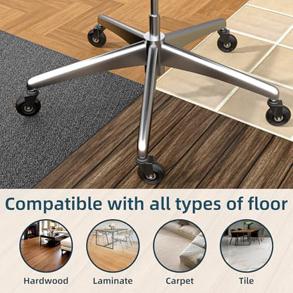 WEWILL Office Chair Wheels - Rubber Casters Replacement Universal Fit 98% Chair(Set of 5) Heavy Duty 3 Inch Smoothly & Quietly Safe for All Floor, Hardwood, Tile, Carpet, Noise Free - Black - color: Black