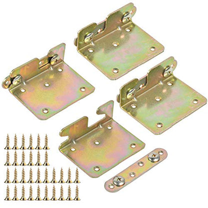 4 Sets Bed Rail Brackets, Bed Rail Fittings with Screws