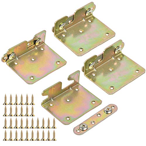 4 Sets Bed Rail Brackets, Bed Rail Fittings with Screws