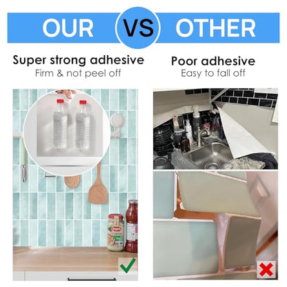 Peel and Stick Tile，New Upgrade Thicker Design Self Adhesive 12" x 12" Large Premium Peel and Stick Backsplash for Kitchen (Mint Green). - color: Mint Green