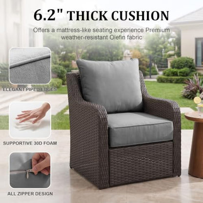 ZCUBED Luxury 6.2" Thick Outdoor Chair Cushions 2 Set - 22 x24 Inch 30D Sponge Filling Fade-Resistant Chair Cushion, Water Resistant & Removable Cover Patio Furniture Replacement Cushion - color: Grey, size: 22"x24" Extra Thick
