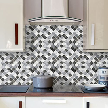 STICKGOO Arabesque Peel and Stick Backsplash Tile for Kitchen, Gray - color: Grey