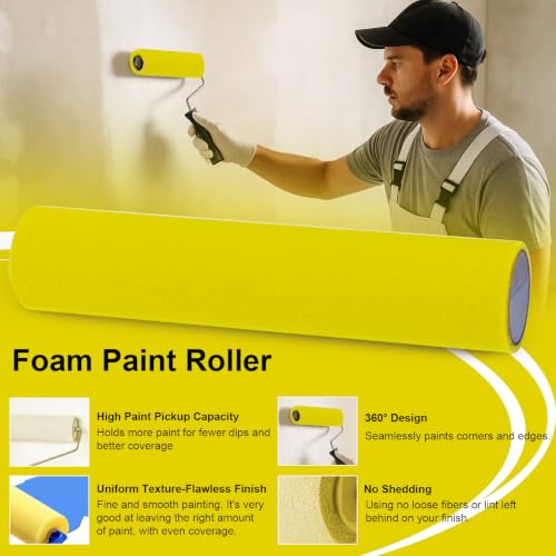 Foam Paint Roller Covers, Lint-Free Lightweight Paint Roller for Houses