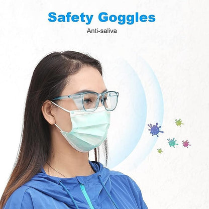 Safety Glasses Goggles for Women Girls Anti Fog Protective Eyewear Glasses - color: Blue+ New-tortoise