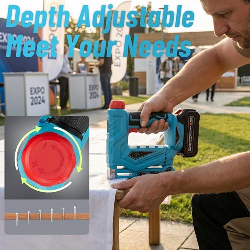 Battery-Powered 3-in-1 Brushless Nailer and Stapler - color: Blue-10