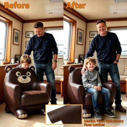 CDY Marine Vinyl Upholstery Fabric: 54"x36" Soft Grain Faux Leather Durable - color: Dark Brown, size: 1 Yard（54"x36")