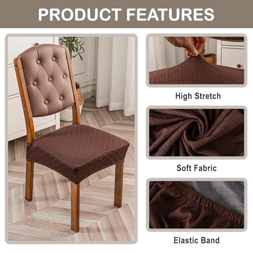 Genina Waterproof Chair Covers for Dining Room,Set of 2,Chocolate - color: Chocolate, size: 2PCS