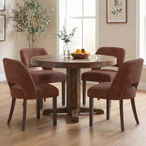 Usaint Upholstered Dining Chairs Set of 4, Modern Fabric Kitchen Chairs - color: Rusty Red