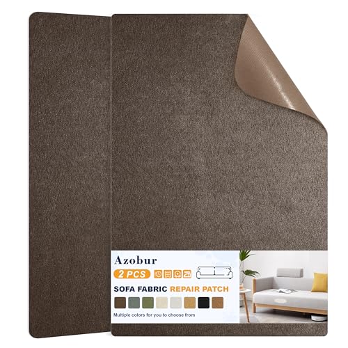 Azobur Couch Patch Repair Fabric,Microfiber Fabric, Self-Adhesive, for Sofa Repair and Upholstery, 2 Pieces, 9.5 x 11 inches (Dark Brown) - color: Dark Brown, size: 9.5" x 11"-2 PCS
