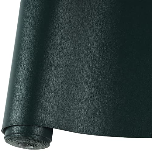 Smooth Solid Color Faux Leather Sheets Roll 12"X53" (30cmX135cm),Very Suitable for Making Crafts, Leather Earrings, Bows,Sewing (Blackish Green) - color: Blackish Green