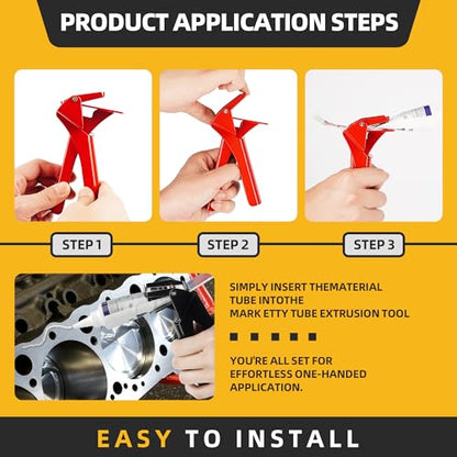 TENGBASE 2.5" Industrial Silicone Extrusion Tool for RTV Tubes - Easy-Grip Dispenser, Maximizes Sealant Use & Reduces Waste - color: Red