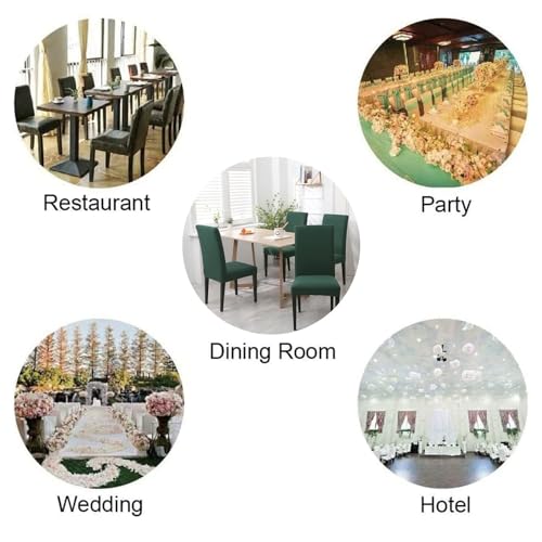 Stretch Chair Covers Slipcovers Set of 6 Dark Green Stretchable Dining Chair Slipcover Washable Removable for Kitchen,Hotel,Restaurant - color: Dark Green, size: 6