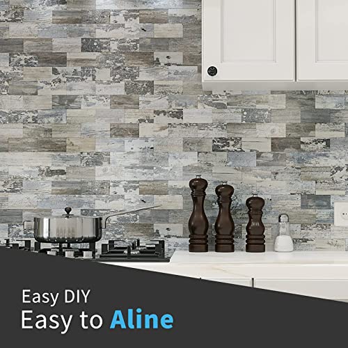 Art3d Peel and Stick Backsplash, Stick on Wall Tile, 10-Pack, Light Rustic - color: Light-gray