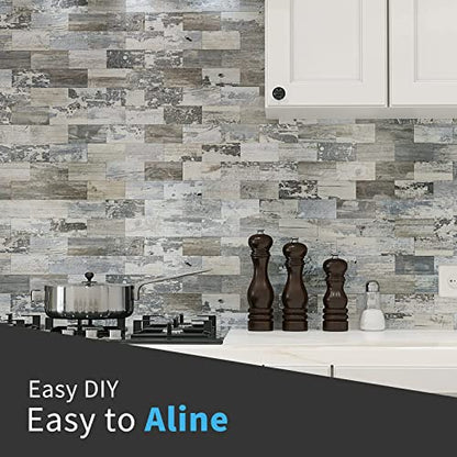 Art3d Peel and Stick Backsplash, Stick on Wall Tile, 10-Pack, Light Rustic - color: Light-gray