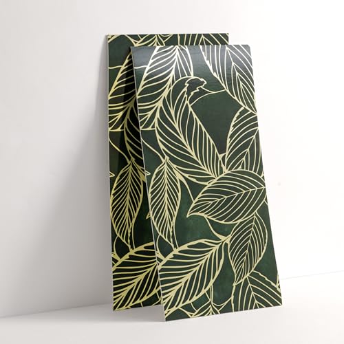 Haimin 3D Wall Panels Peel and Stick Marble Tile Look 10 Pack Waterproof - color: Green Gold-012