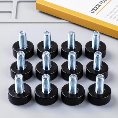 12 Pack Adjustable Furniture Levelers, 3/8"-16 UNC Threaded Leveling Feet for Tables, Chairs, Cabinets, Shelving, Sofa – Heavy Duty Floor Protectors - size: 12pcs 3/8"-16 UNC