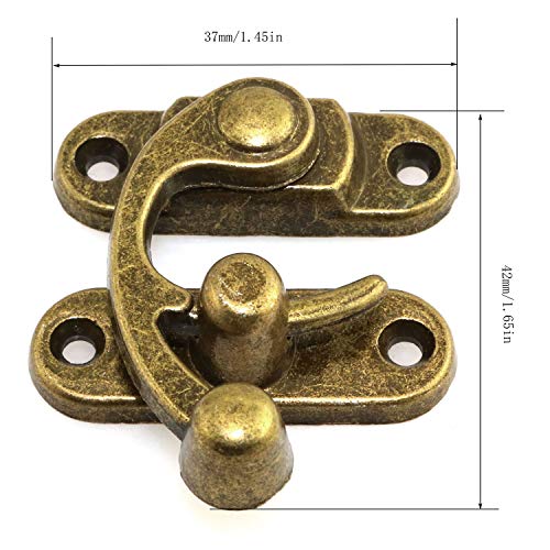 1 Pair Bronze Mini Swing Arm Clasp Latch Vintage Style Left Right Toggle Hasp Hook Metal Catch Curved Buckle - size: 42X37mm