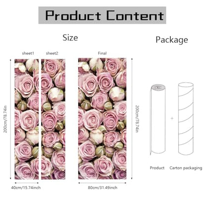 arricraft 2 Sheets Self-Adhesive Door Sticker, 80cmx200cm/31.5x78.7inch Rose Flower Pattern Door Murals Stickers PVC Removable Wallpaper Decoration for Bedrooms Living Room - style: Rose Flower