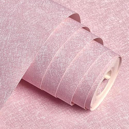 MelunMer Pink Silk Wallpaper Peel and Stick Removable Textured 15.7"x393" - color: Pink, size: 15.7" x 393"