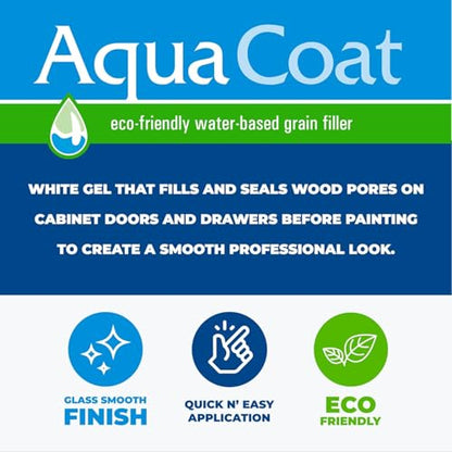 Aqua Coat Water-Based White Cabinet Wood Grain Filler Gel – Fast Drying, Low Odor White Wood Filler, Sandable & Paintable for Interior & Exterior Repairs, Upgrades & Restorations (4 Quarts) - size: 4 Quarts