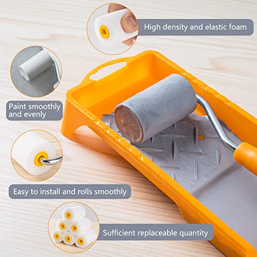 Mister Rui 2 Inch Foam Paint Roller Kit, Mini Paint Roller Brush 9 Pack