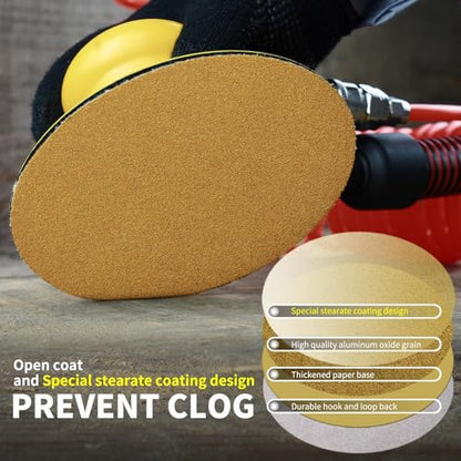 6 Inch Sanding Discs Hook and Loop No Hole, 100 Grit Sandpaper, Da Sandpaper for Automotive and Woodworking, 100 Pack - style: 100 Grit